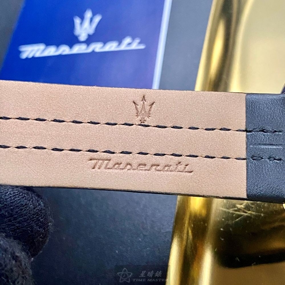 MASERATI:手錶,型號:R88716120252,男錶46mm黑錶殼黑色錶面真皮皮革錶帶款-細節圖9