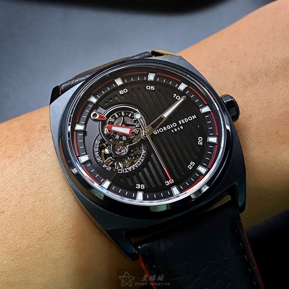 GiorgioFedon1919:手錶,型號:GF00088,男錶42mm黑錶殼黑色錶面真皮皮革錶帶款-細節圖4