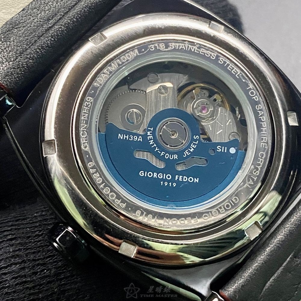 GiorgioFedon1919:手錶,型號:GF00088,男錶42mm黑錶殼黑色錶面真皮皮革錶帶款-細節圖5