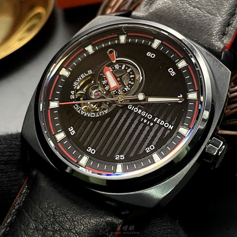 GiorgioFedon1919:手錶,型號:GF00088,男錶42mm黑錶殼黑色錶面真皮皮革錶帶款-細節圖11