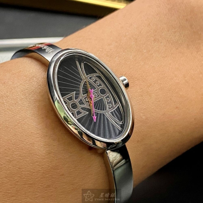 Vivienne Westwood:手錶,型號:VW00006,女錶22mm, 32mm銀錶殼黑色錶面精鋼錶帶款