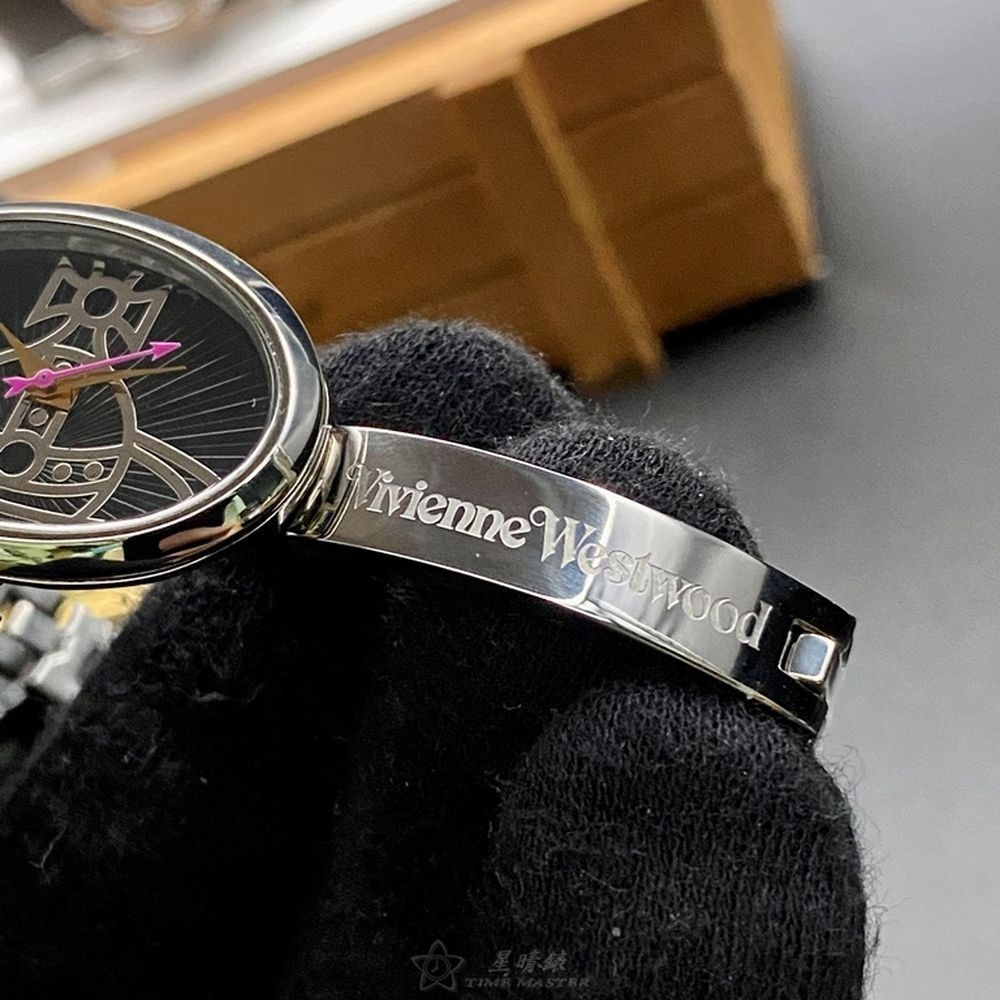 Vivienne Westwood:手錶,型號:VW00006,女錶22mm, 32mm銀錶殼黑色錶面精鋼錶帶款-細節圖4