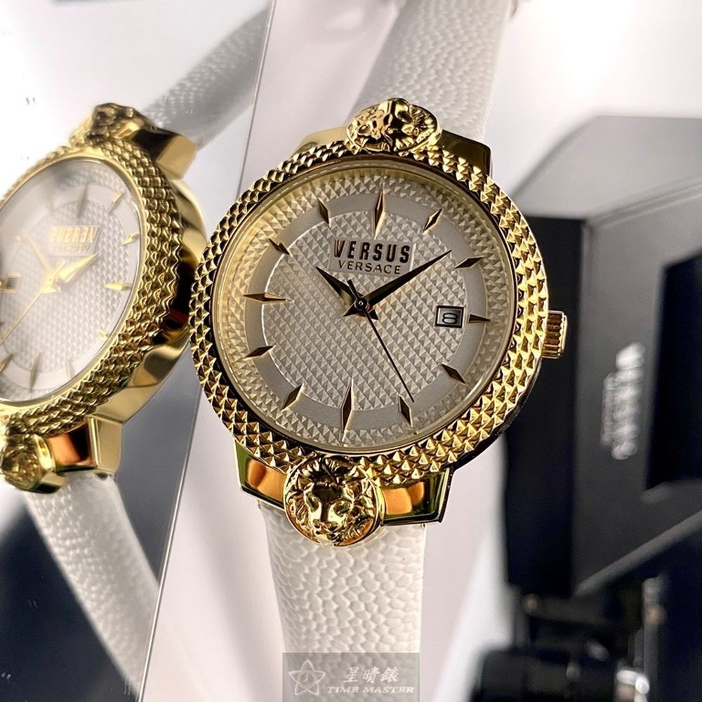 VERSUS VERSACE:手錶,型號:VV00117,女錶38mm金色錶殼白色錶面真皮皮革錶帶款-細節圖3