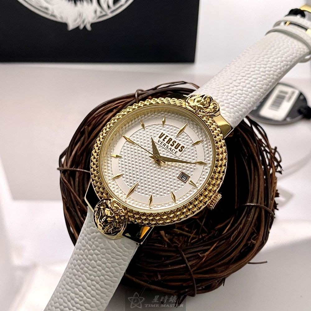 VERSUS VERSACE:手錶,型號:VV00117,女錶38mm金色錶殼白色錶面真皮皮革錶帶款-細節圖9