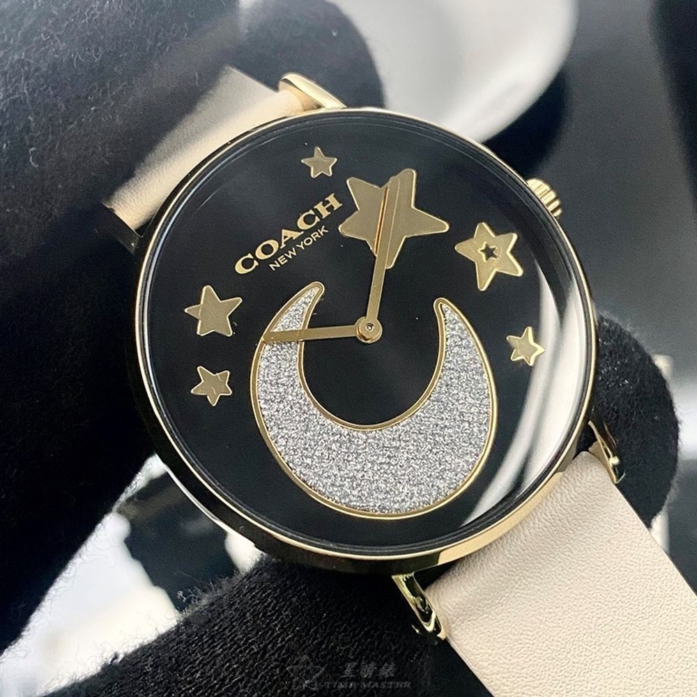 COACH:手錶,型號:CH00128,女錶36mm金色錶殼黑色錶面真皮皮革錶帶款-細節圖3