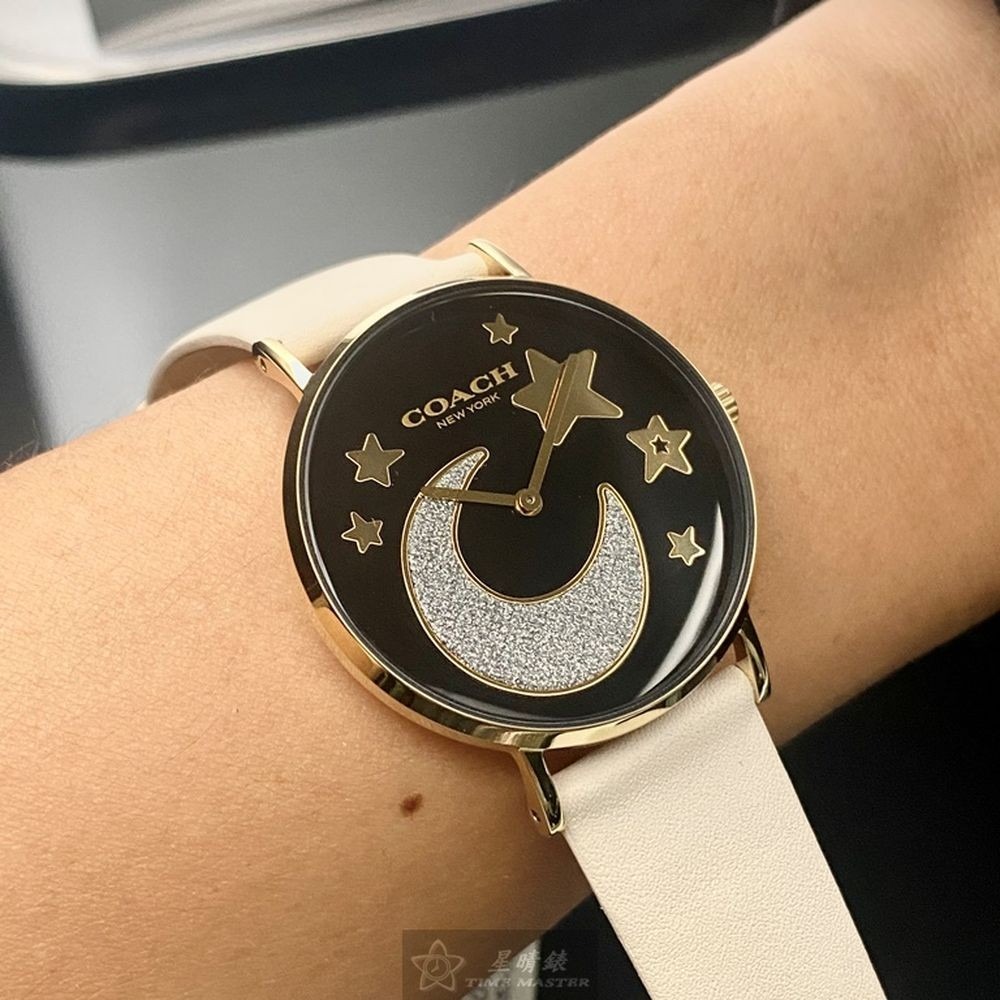 COACH:手錶,型號:CH00128,女錶36mm金色錶殼黑色錶面真皮皮革錶帶款-細節圖4