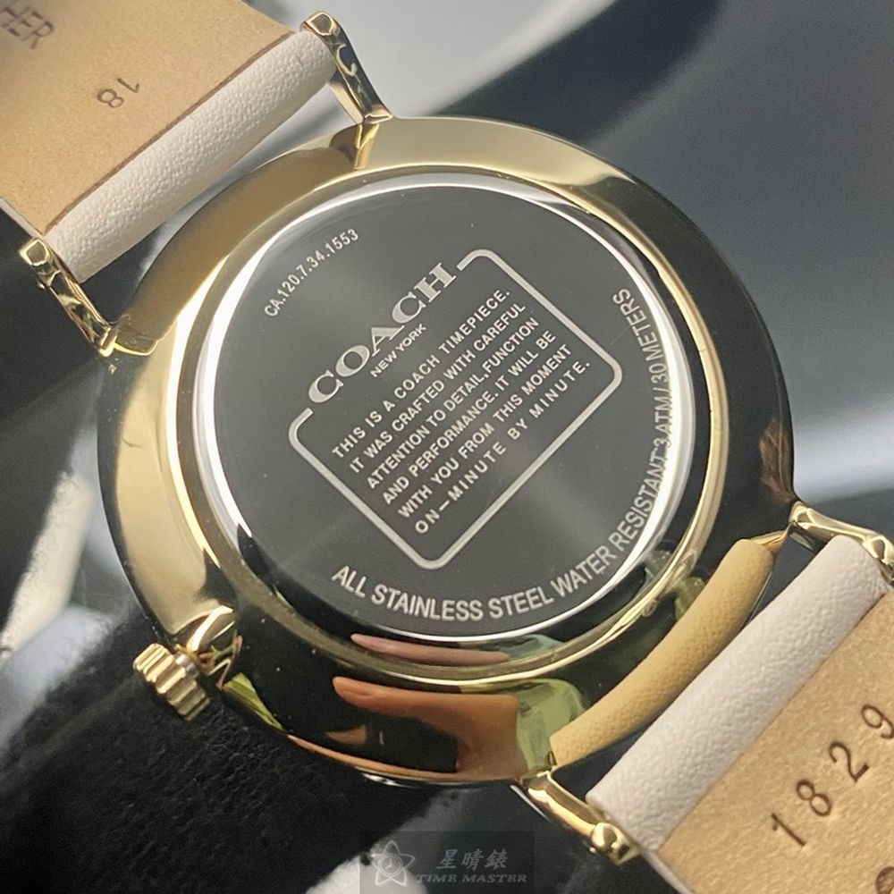 COACH:手錶,型號:CH00128,女錶36mm金色錶殼黑色錶面真皮皮革錶帶款-細節圖5