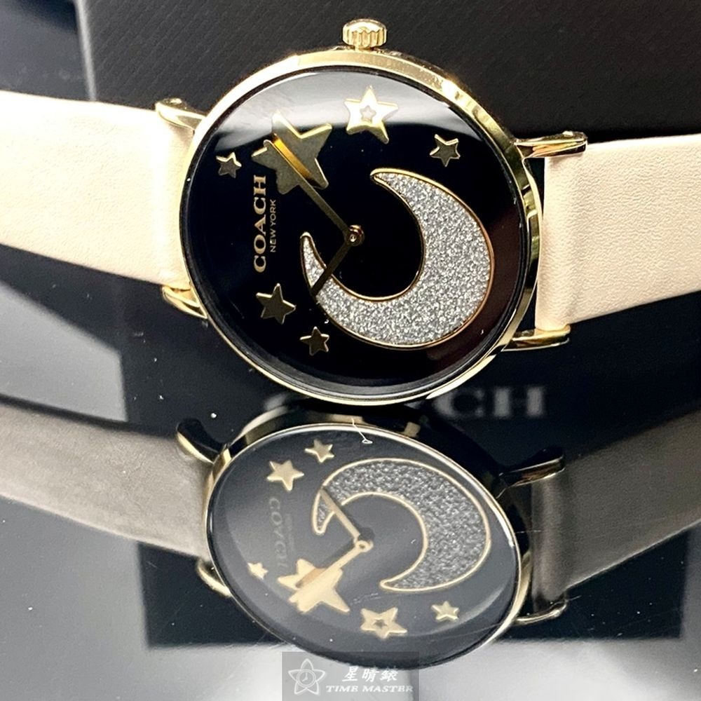 COACH:手錶,型號:CH00128,女錶36mm金色錶殼黑色錶面真皮皮革錶帶款-細節圖7