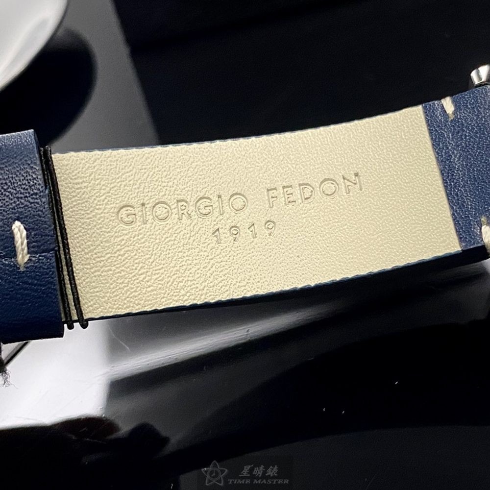 GiorgioFedon1919:手錶,型號:GF00091,男錶46mm銀錶殼寶藍色錶面真皮皮革錶帶款-細節圖5
