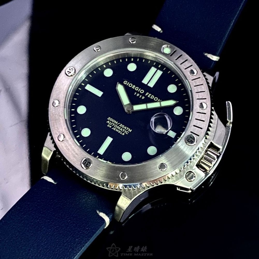 GiorgioFedon1919:手錶,型號:GF00091,男錶46mm銀錶殼寶藍色錶面真皮皮革錶帶款-細節圖11