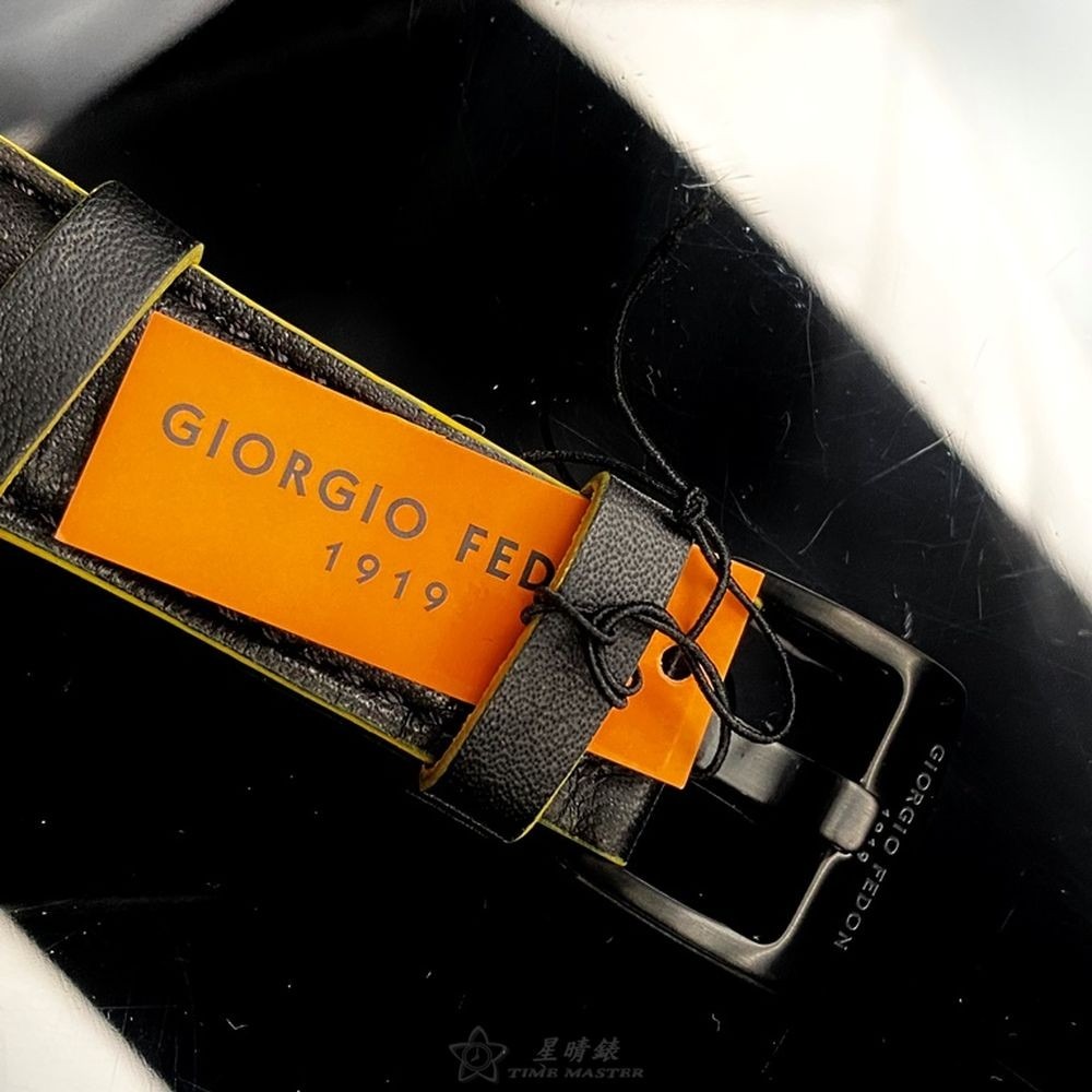 GiorgioFedon1919:手錶,型號:GF00095,男錶42mm黑錶殼黑色機械鏤空錶面真皮皮革錶帶款-細節圖6