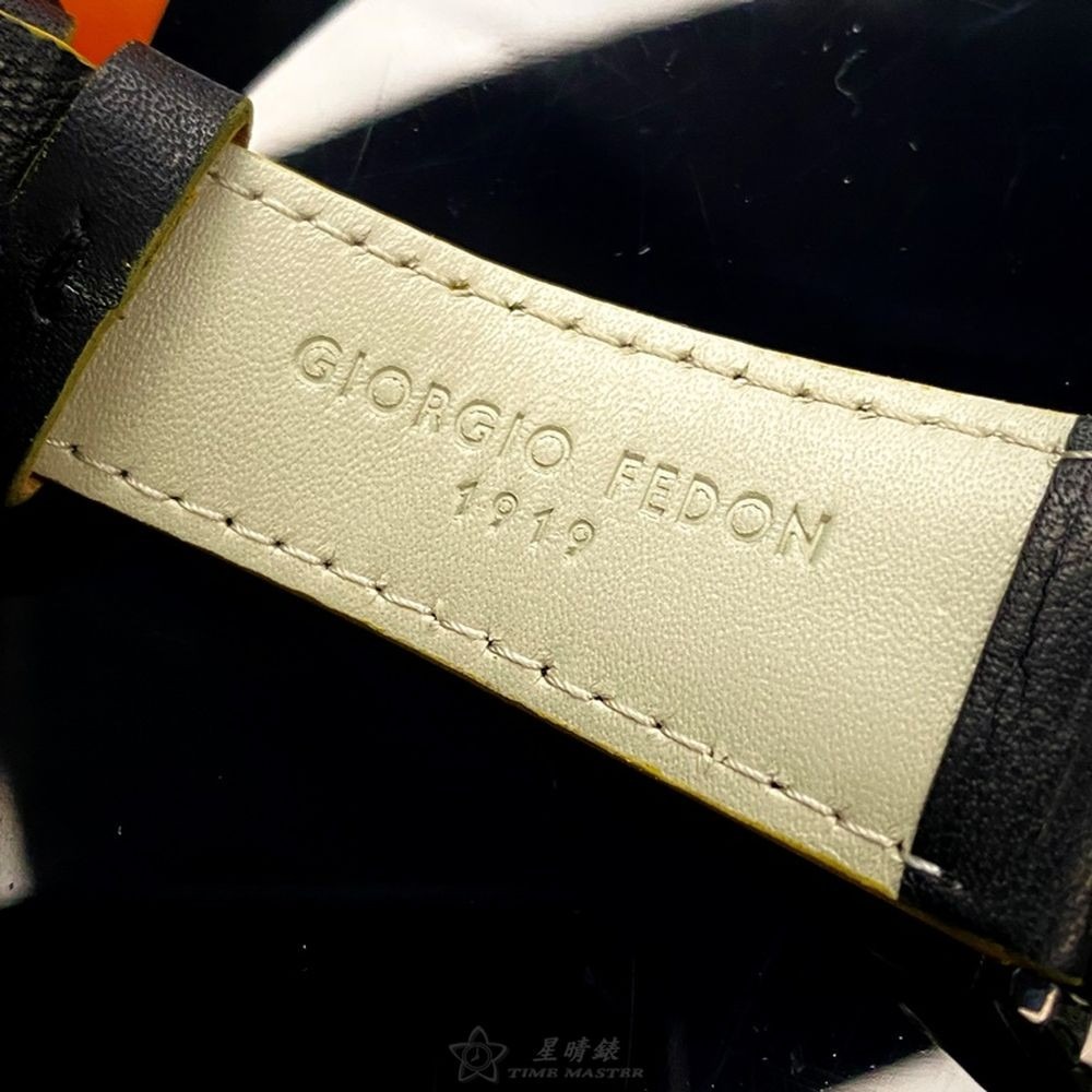 GiorgioFedon1919:手錶,型號:GF00095,男錶42mm黑錶殼黑色機械鏤空錶面真皮皮革錶帶款-細節圖7