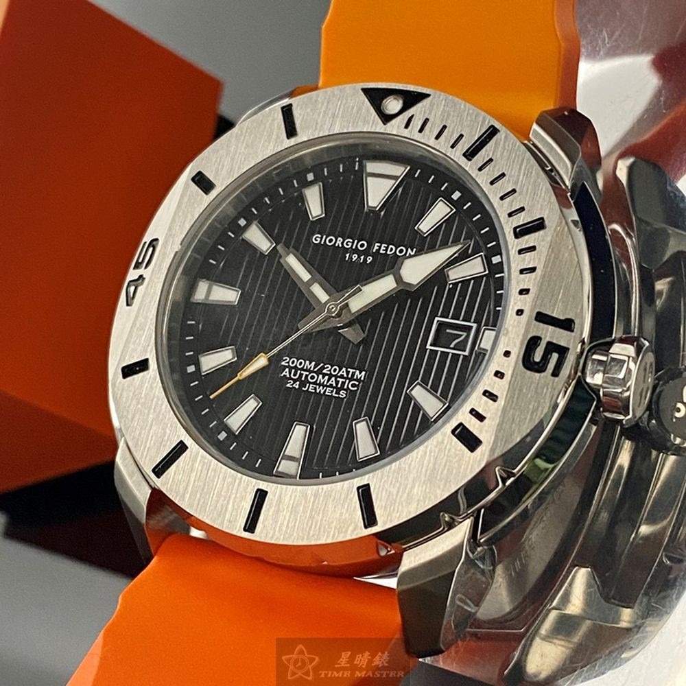 GiorgioFedon1919:手錶,型號:GF00100,男錶48mm銀錶殼黑色錶面矽膠錶帶款-細節圖4