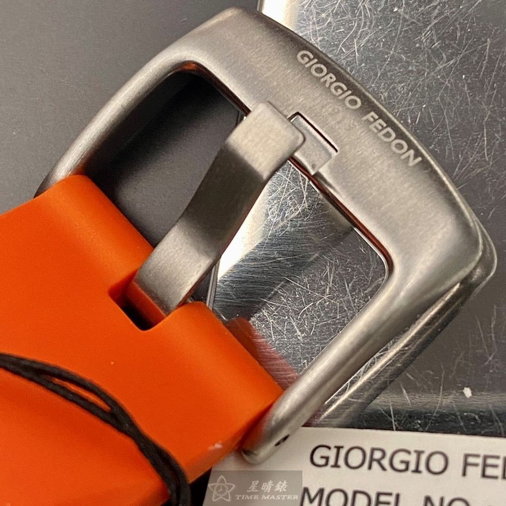 GiorgioFedon1919:手錶,型號:GF00100,男錶48mm銀錶殼黑色錶面矽膠錶帶款-細節圖5