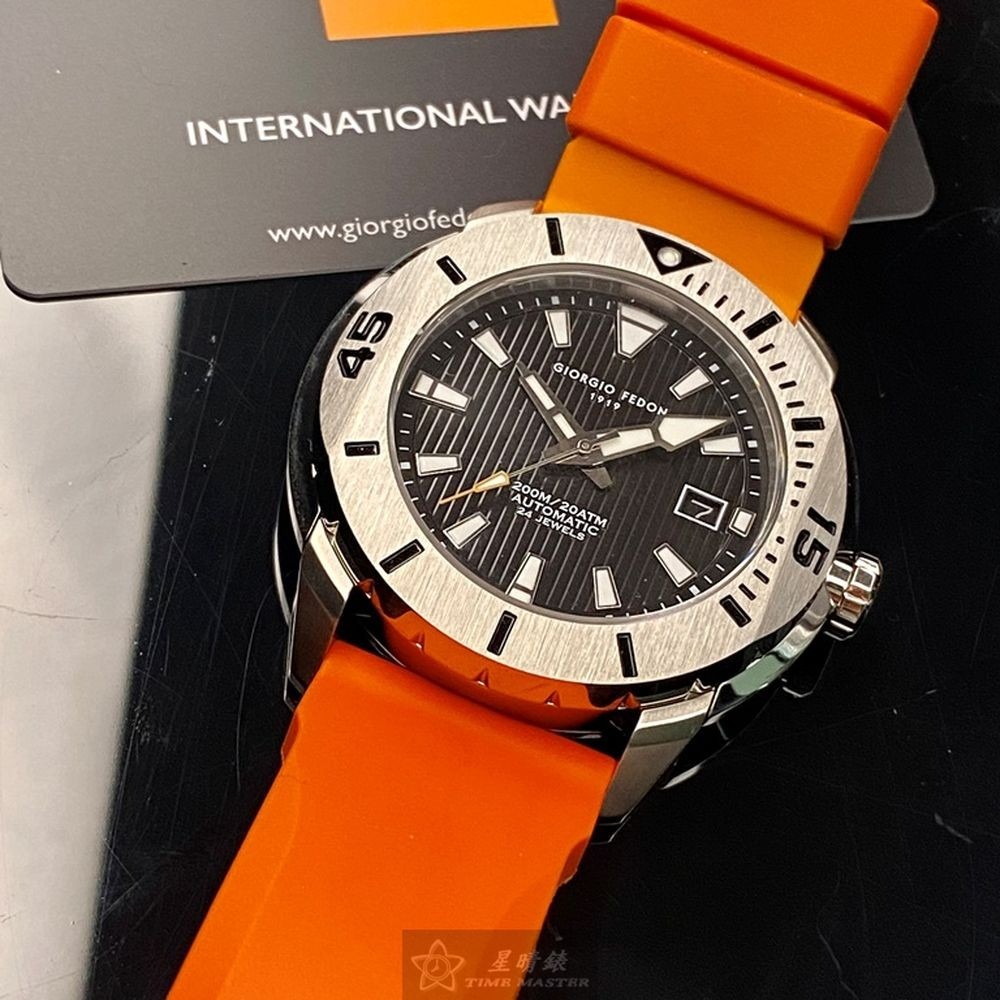 GiorgioFedon1919:手錶,型號:GF00100,男錶48mm銀錶殼黑色錶面矽膠錶帶款-細節圖6