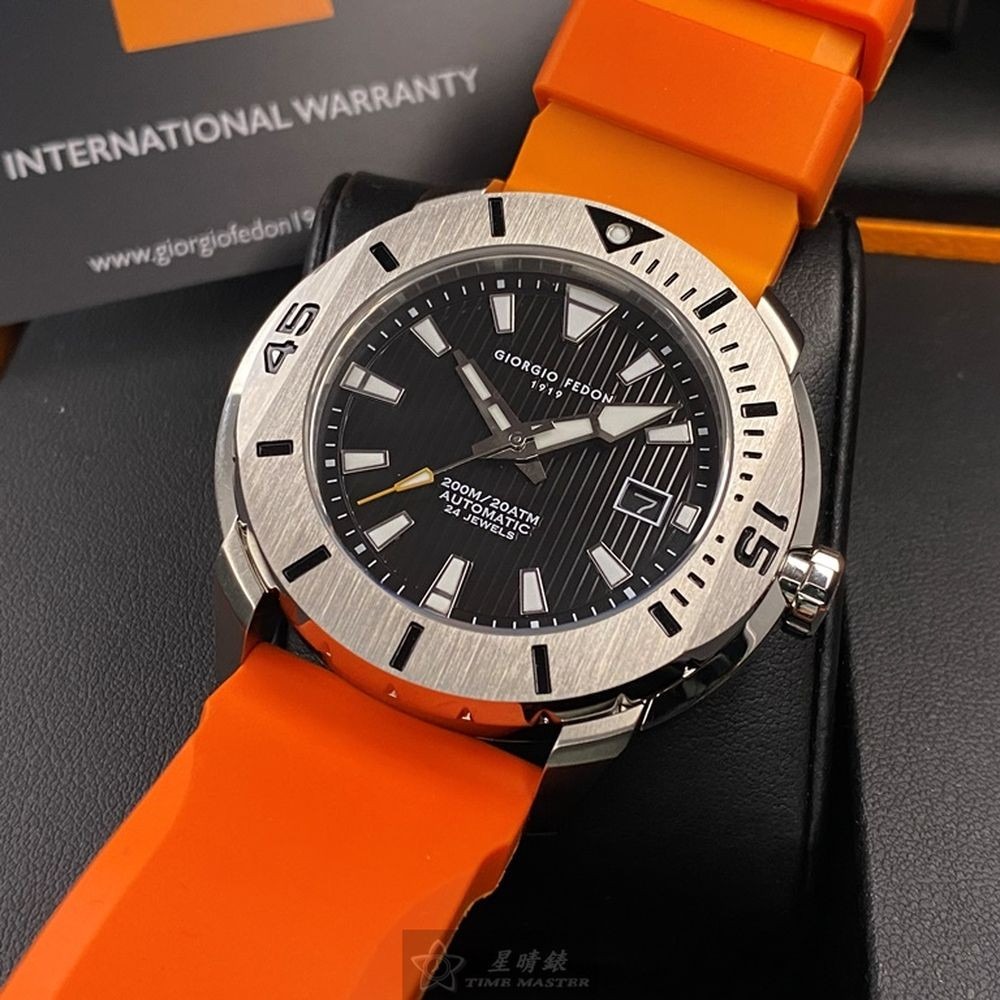 GiorgioFedon1919:手錶,型號:GF00100,男錶48mm銀錶殼黑色錶面矽膠錶帶款-細節圖9