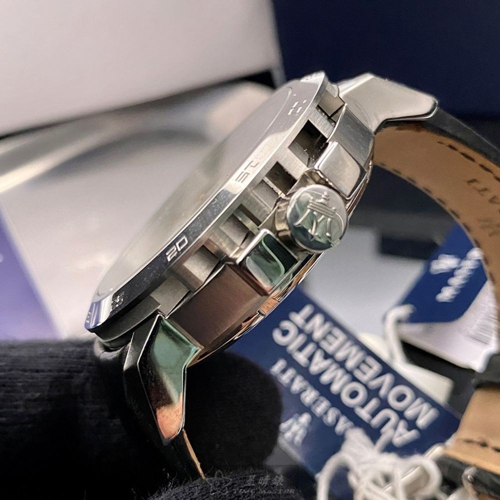 MASERATI:手錶,型號:R8821119002,男錶46mm銀錶殼白色雙面機械鏤空錶面真皮皮革錶帶款-細節圖5