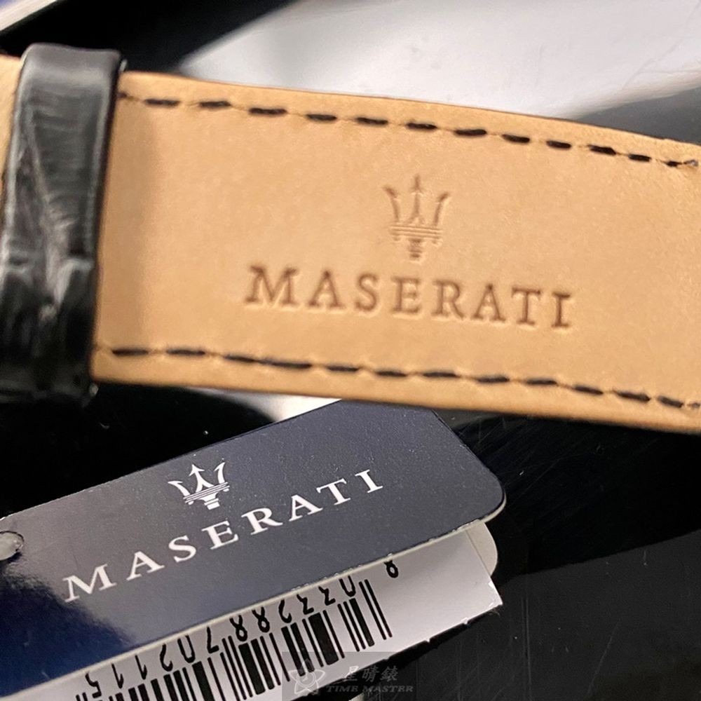 MASERATI:手錶,型號:R8821119002,男錶46mm銀錶殼白色雙面機械鏤空錶面真皮皮革錶帶款-細節圖9