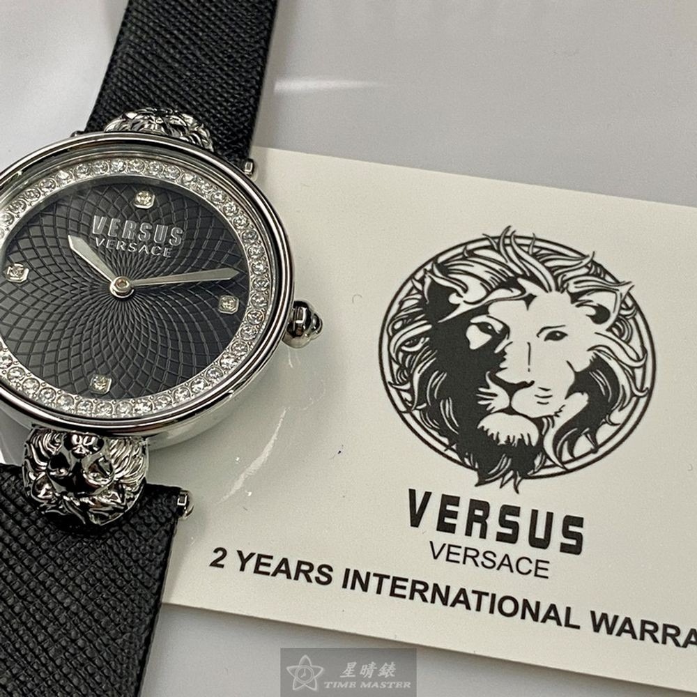 VERSUS VERSACE:手錶,型號:VV00319,女錶34mm銀錶殼黑色錶面真皮皮革錶帶款-細節圖8