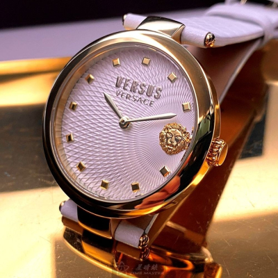 VERSUS VERSACE:手錶,型號:VV00320,女錶36mm金色錶殼白色錶面真皮皮革錶帶款