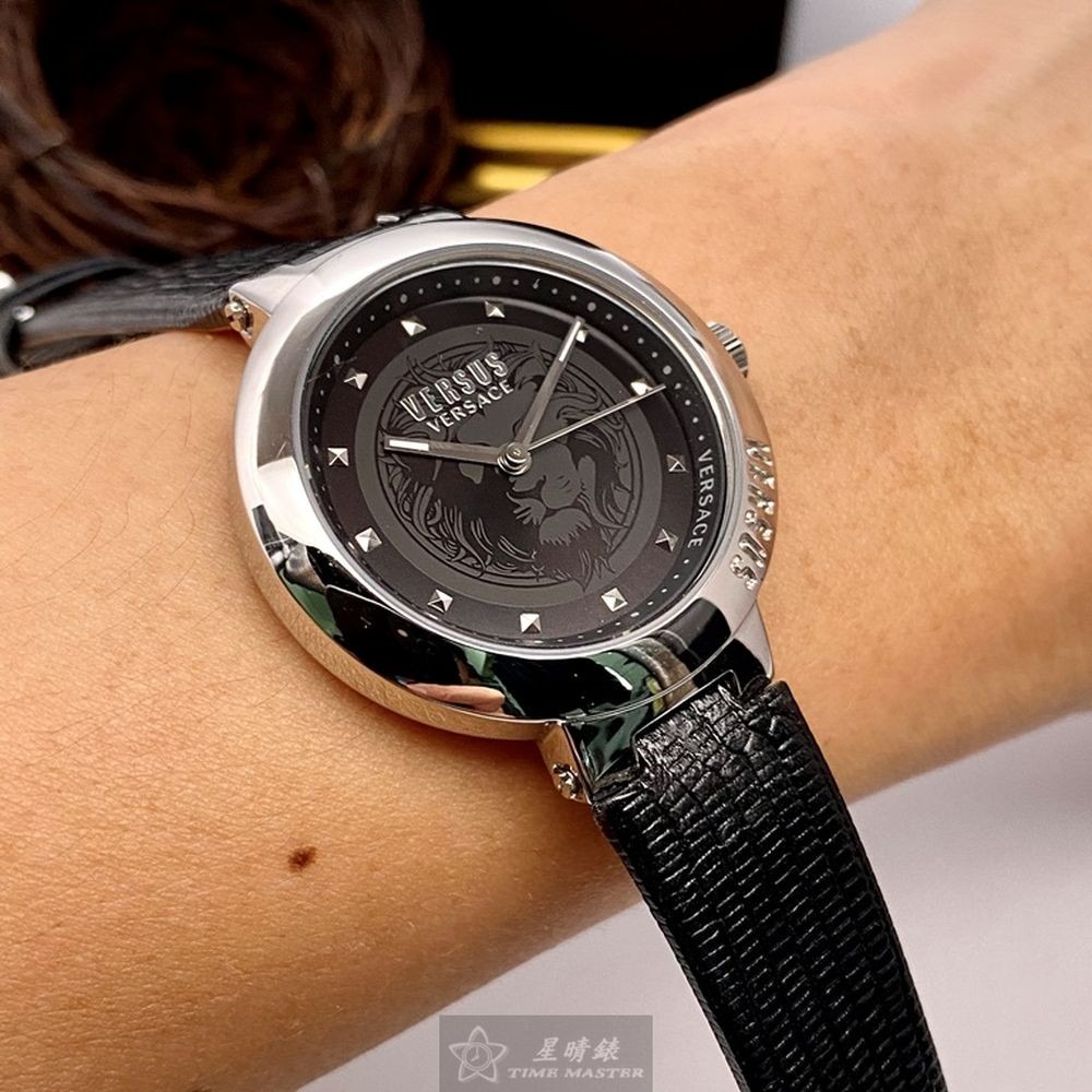 VERSUS VERSACE:手錶,型號:VV00321,女錶36mm銀錶殼黑色錶面真皮皮革錶帶款-細節圖3