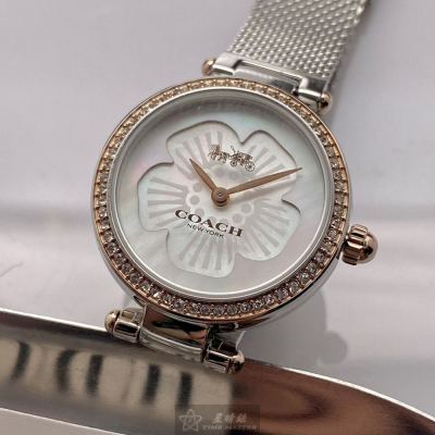 COACH:手錶,型號:CH00130,女錶26mm玫瑰金錶殼白色錶面米蘭錶帶款