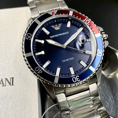 ARMANI:手錶,型號:AR00020,男錶42mm寶藍錶殼寶藍色錶面精鋼錶帶款