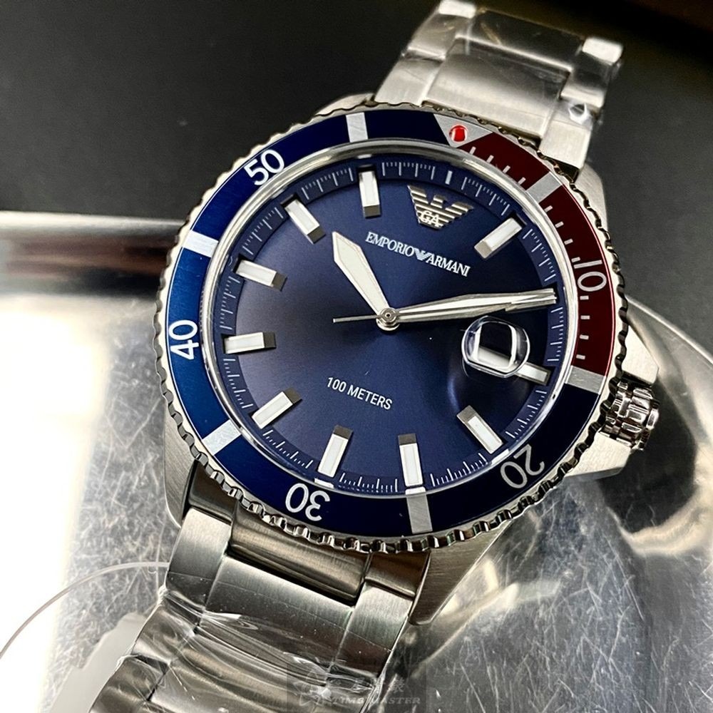 ARMANI:手錶,型號:AR00020,男錶42mm寶藍錶殼寶藍色錶面精鋼錶帶款-細節圖2