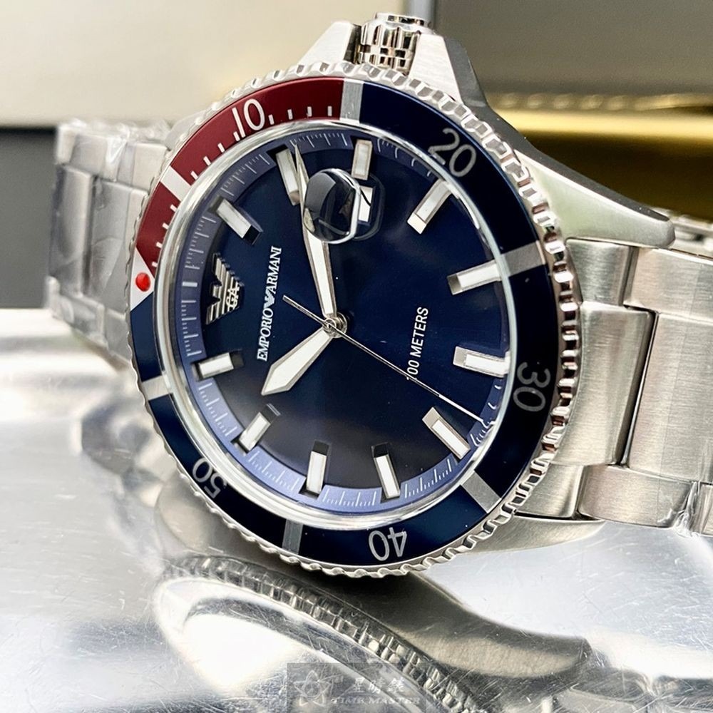 ARMANI:手錶,型號:AR00020,男錶42mm寶藍錶殼寶藍色錶面精鋼錶帶款-細節圖3