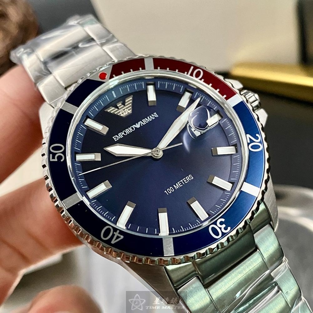 ARMANI:手錶,型號:AR00020,男錶42mm寶藍錶殼寶藍色錶面精鋼錶帶款-細節圖4