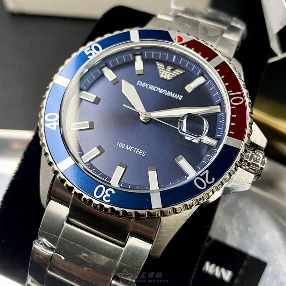 ARMANI:手錶,型號:AR00020,男錶42mm寶藍錶殼寶藍色錶面精鋼錶帶款-細節圖6