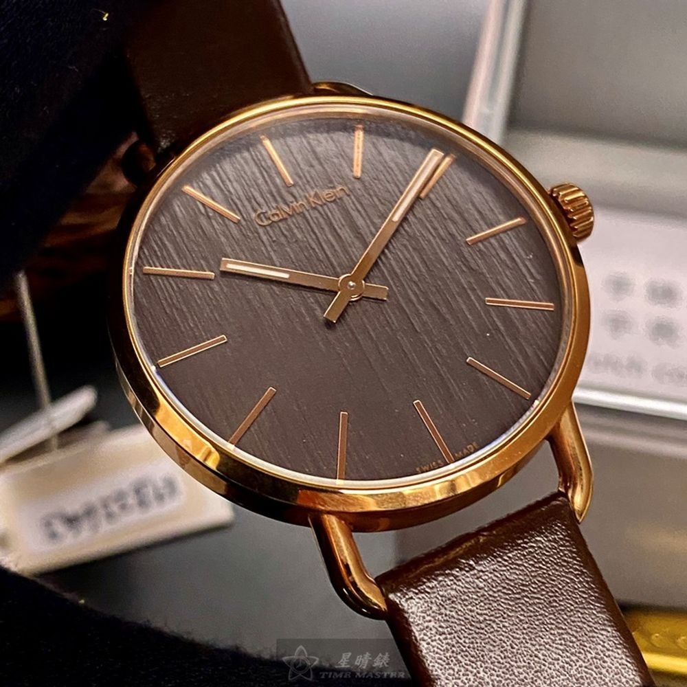 CK:手錶,型號:CKP0168,男女通用錶36mm, 42mm玫瑰金錶殼古銅色錶面真皮皮革錶帶款-細節圖9