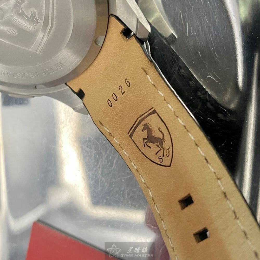 FERRARI:手錶,型號:FE00058,男錶44mm銀錶殼寶藍色錶面真皮皮革錶帶款-細節圖7