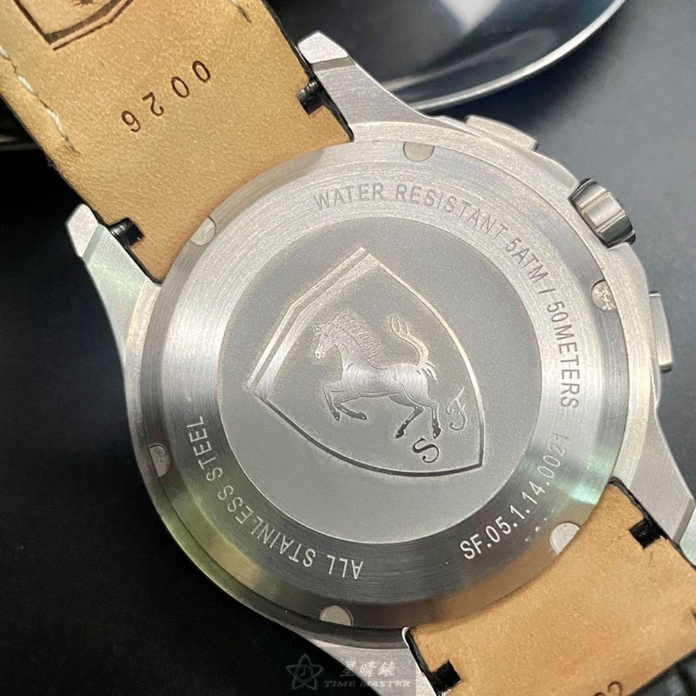 FERRARI:手錶,型號:FE00058,男錶44mm銀錶殼寶藍色錶面真皮皮革錶帶款-細節圖9