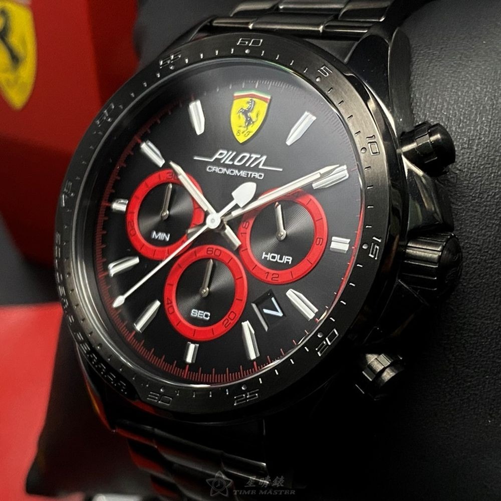 FERRARI:手錶,型號:FE00063,男錶46mm黑錶殼黑色錶面精鋼錶帶款-細節圖9