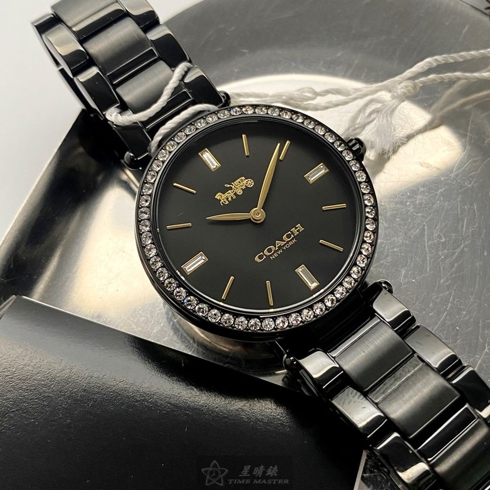 COACH:手錶,型號:CH00132,女錶34mm銀錶殼黑色錶面精鋼錶帶款-細節圖2
