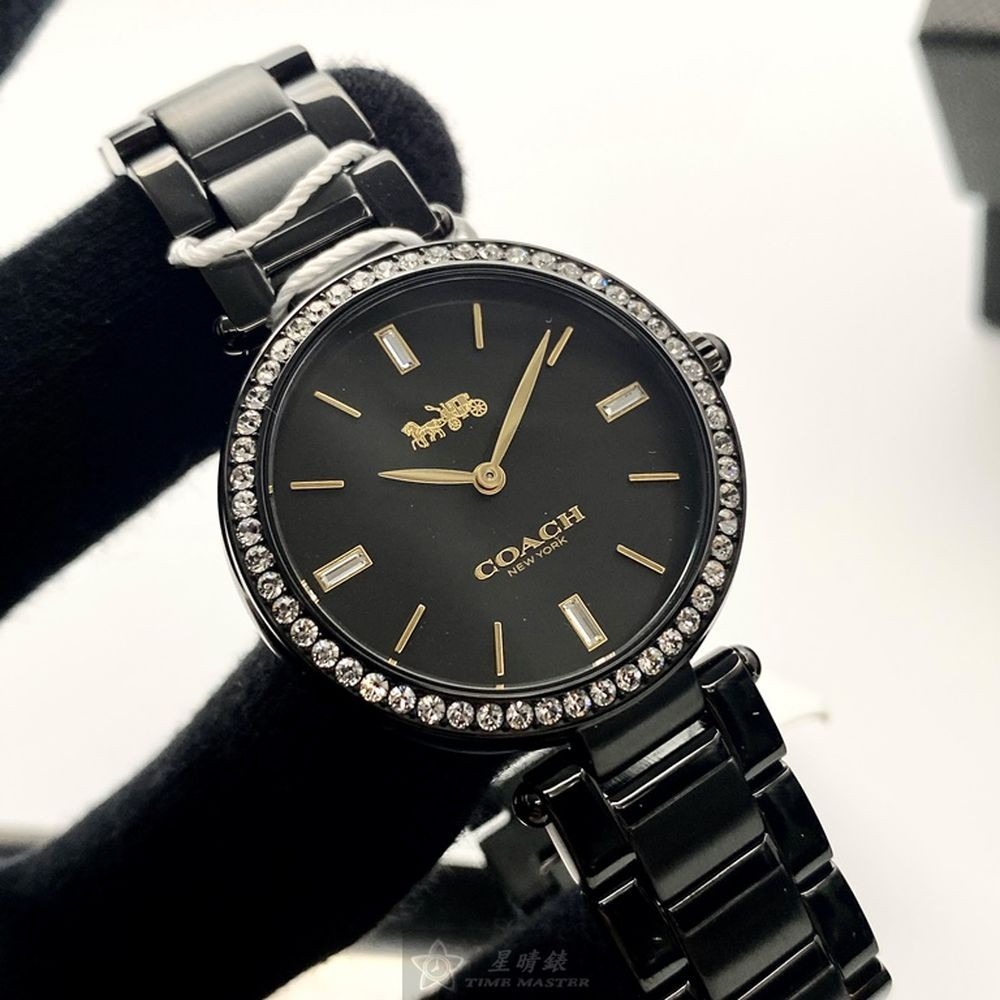 COACH:手錶,型號:CH00132,女錶34mm銀錶殼黑色錶面精鋼錶帶款-細節圖3