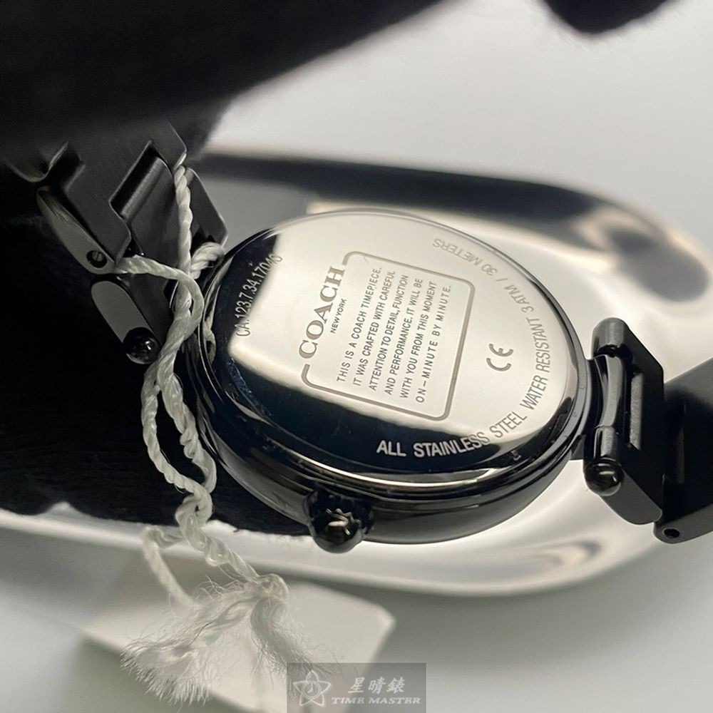 COACH:手錶,型號:CH00132,女錶34mm銀錶殼黑色錶面精鋼錶帶款-細節圖5