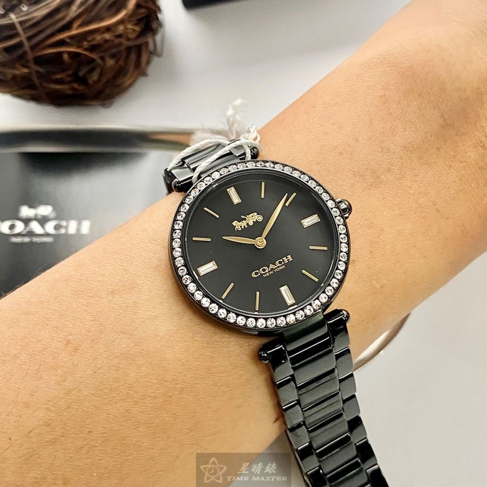 COACH:手錶,型號:CH00132,女錶34mm銀錶殼黑色錶面精鋼錶帶款-細節圖6
