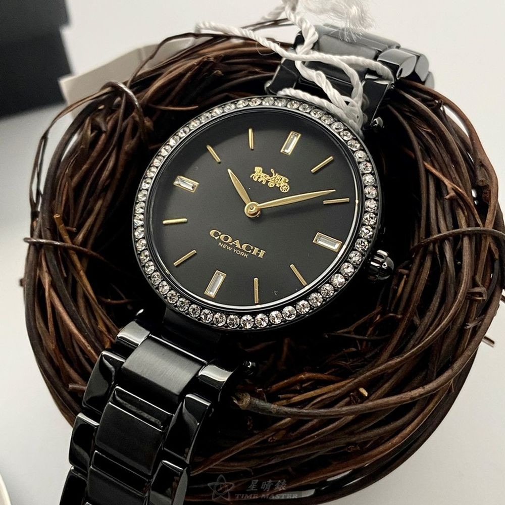 COACH:手錶,型號:CH00132,女錶34mm銀錶殼黑色錶面精鋼錶帶款-細節圖7