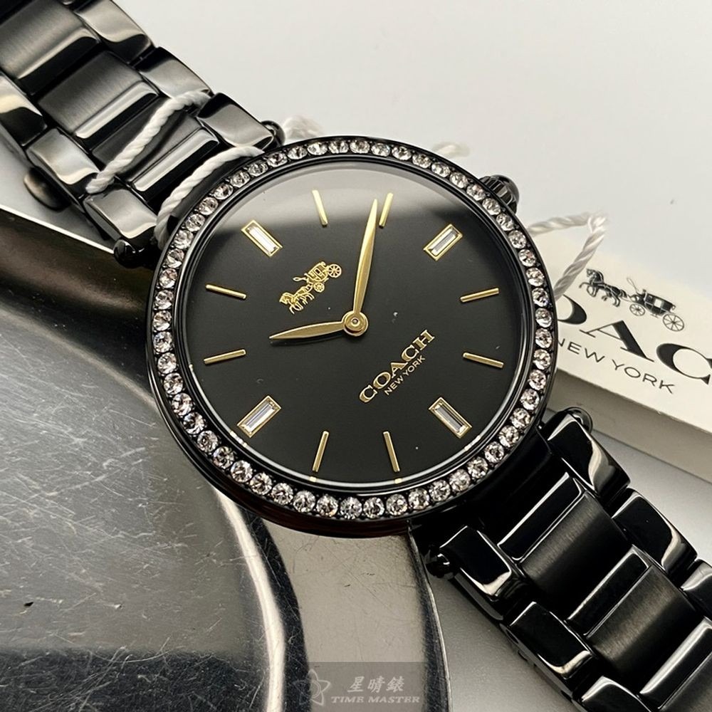 COACH:手錶,型號:CH00132,女錶34mm銀錶殼黑色錶面精鋼錶帶款-細節圖8