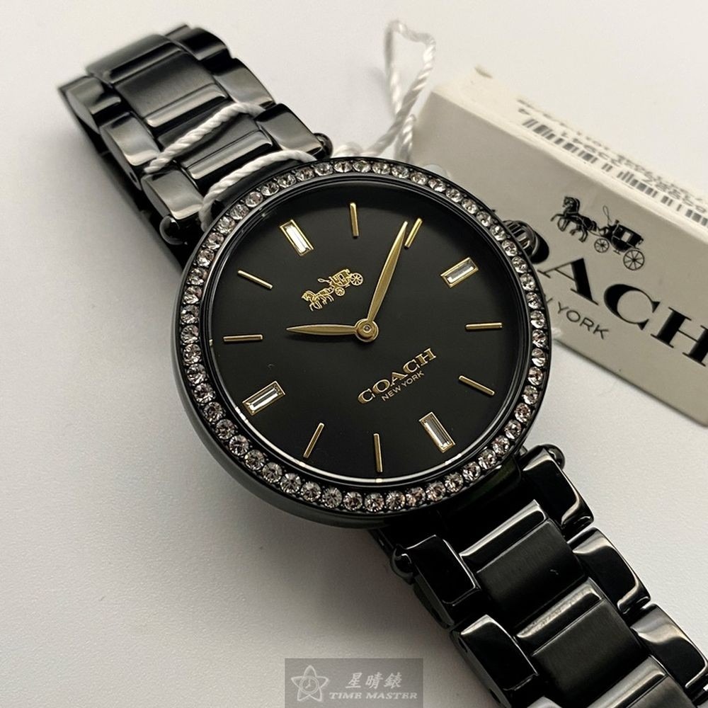 COACH:手錶,型號:CH00132,女錶34mm銀錶殼黑色錶面精鋼錶帶款-細節圖9