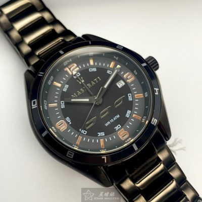 MASERATI:手錶,型號:R8853124001,男錶46mm黑錶殼黑色錶面精鋼錶帶款