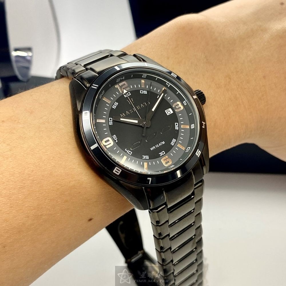 MASERATI:手錶,型號:R8853124001,男錶46mm黑錶殼黑色錶面精鋼錶帶款-細節圖4