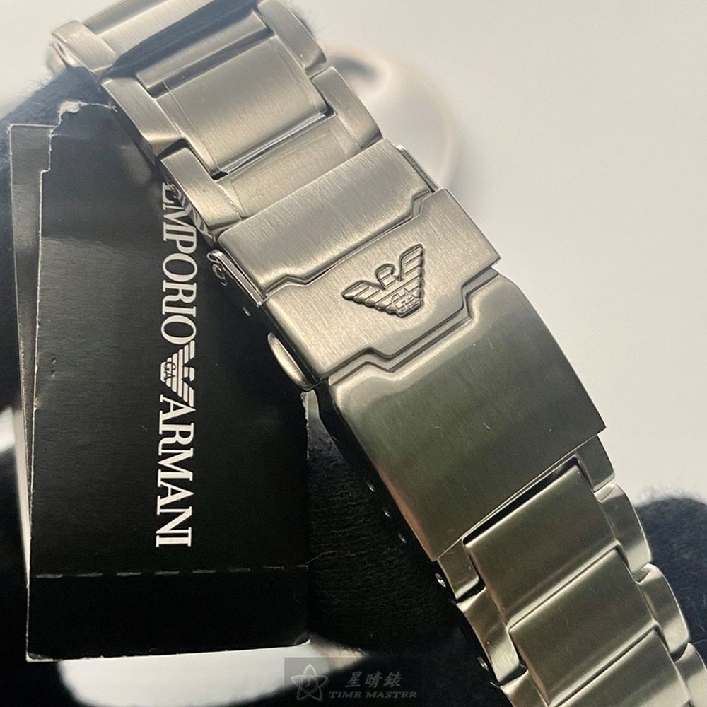 ARMANI:手錶,型號:AR00021,男錶44mm銀錶殼墨綠色錶面精鋼錶帶款-細節圖4
