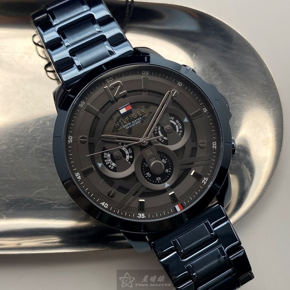 TommyHilfiger:手錶,型號:TH00041,男錶50mm寶藍錶殼黑色錶面精鋼錶帶款-細節圖2