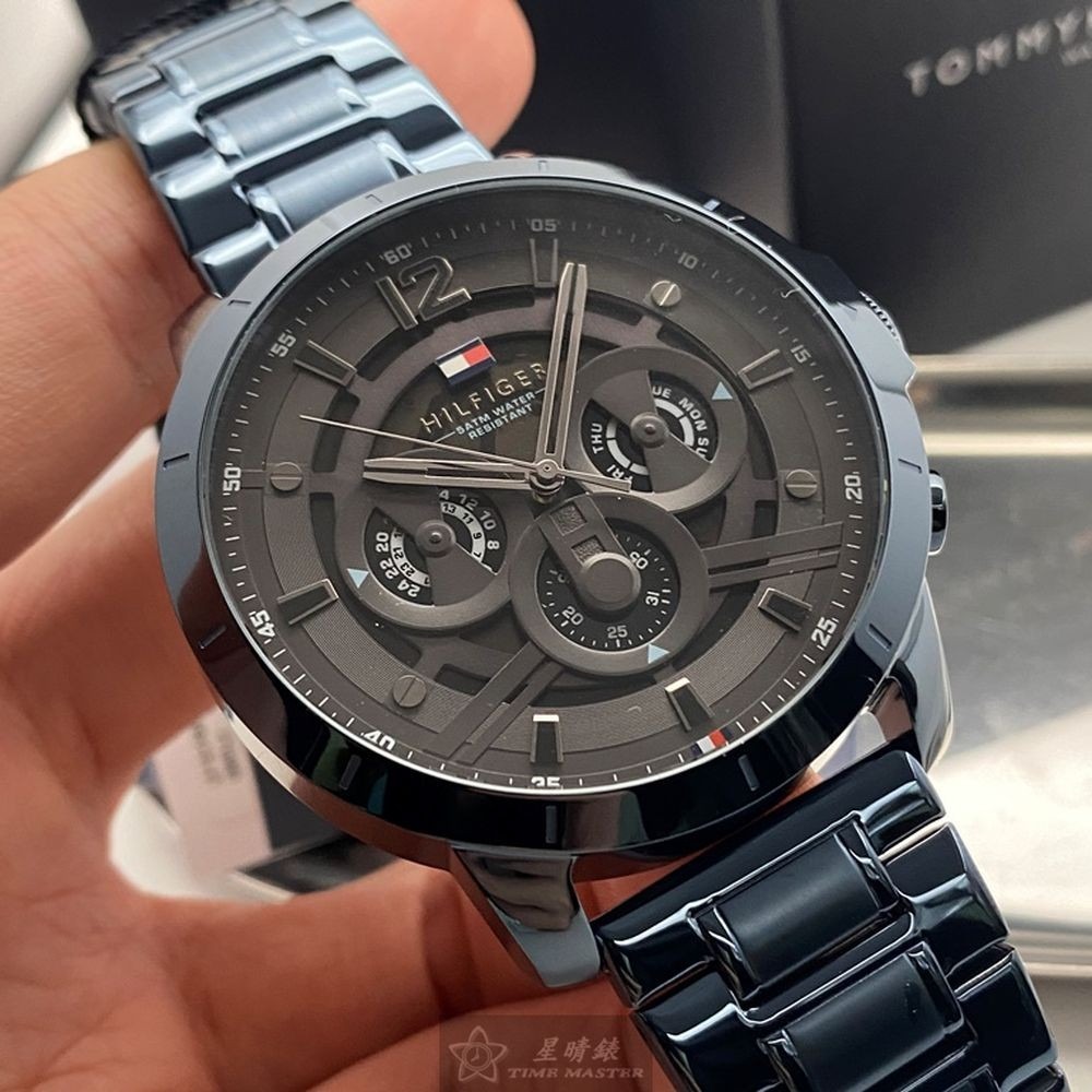 TommyHilfiger:手錶,型號:TH00041,男錶50mm寶藍錶殼黑色錶面精鋼錶帶款-細節圖8