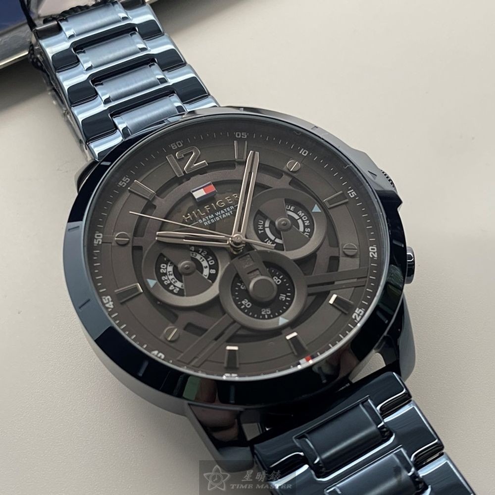TommyHilfiger:手錶,型號:TH00041,男錶50mm寶藍錶殼黑色錶面精鋼錶帶款-細節圖9