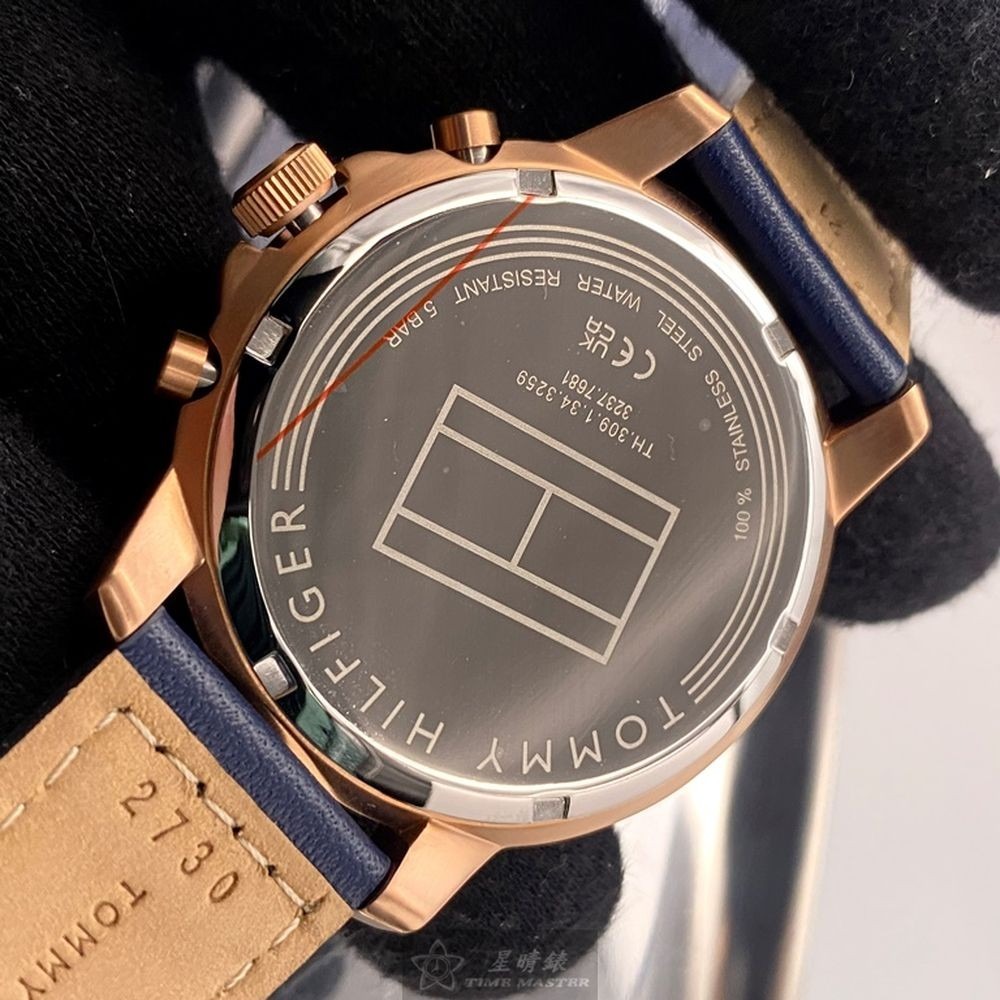 TommyHilfiger:手錶,型號:TH00042,男錶44mm玫瑰金錶殼寶藍色錶面真皮皮革錶帶款-細節圖6