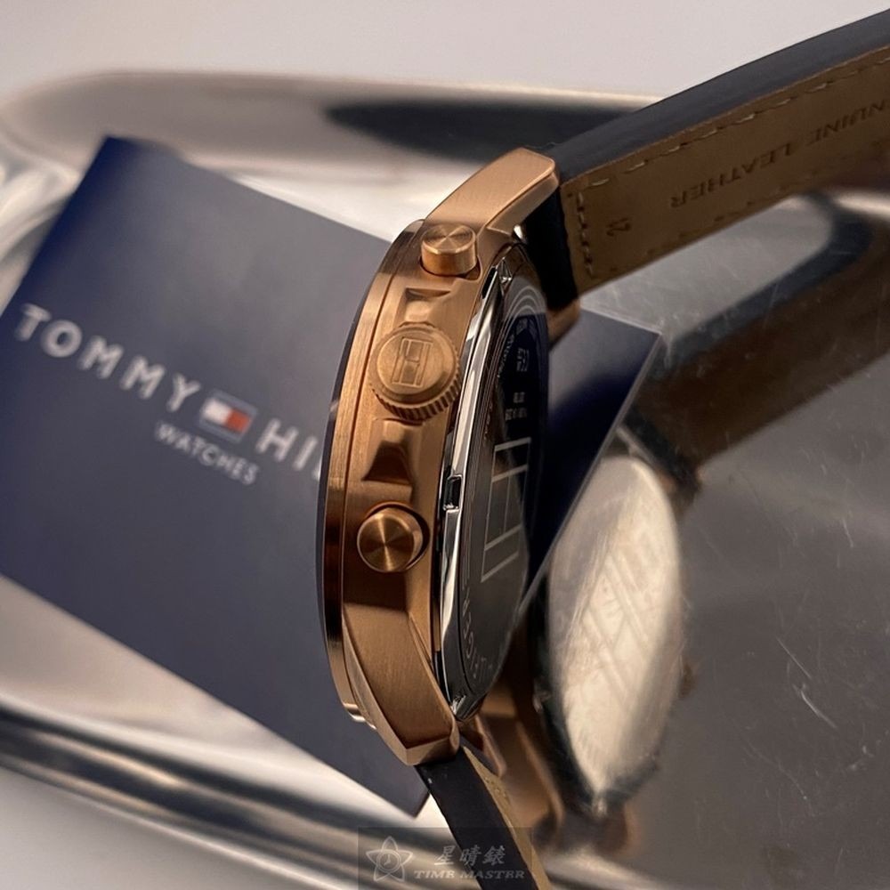 TommyHilfiger:手錶,型號:TH00042,男錶44mm玫瑰金錶殼寶藍色錶面真皮皮革錶帶款-細節圖8